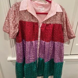 Sequin Tiered Babydoll Dress